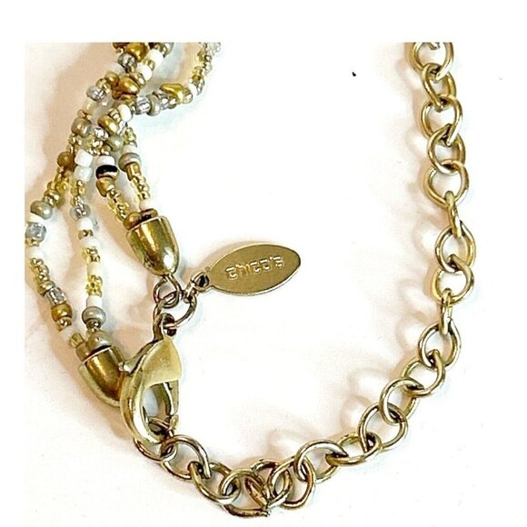 Chico's Women Turquoise Purple Metallic Bead Double Strand Gotdtone Necklace 15" - Picture 5 of 6